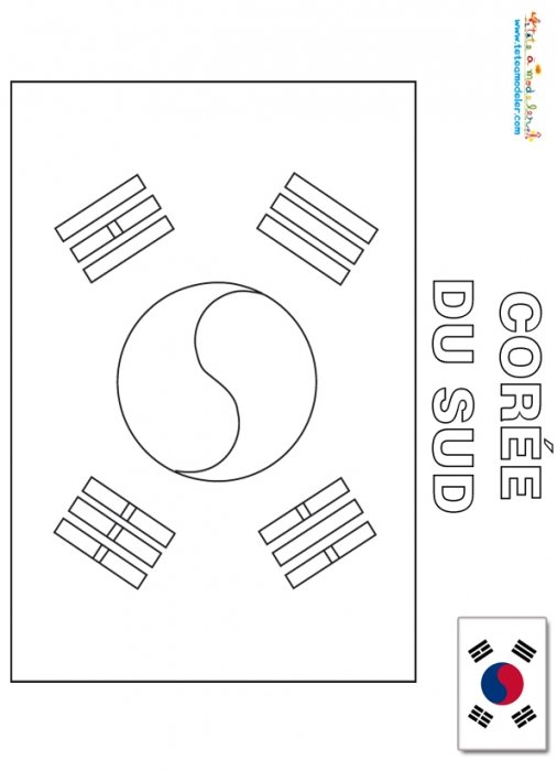 Coloriage du drapeau de la Corée du Sud