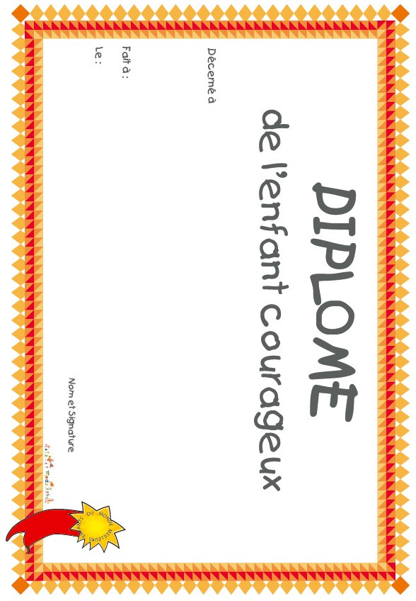 diplome de l'enfant courageux losanges
