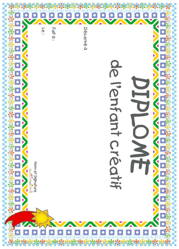 diplome enfant creatif graphique
