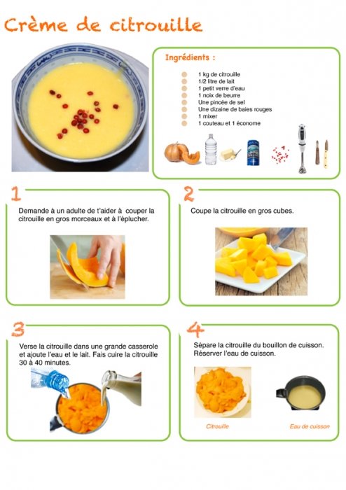Recette de la crème de citrouille à imprimer