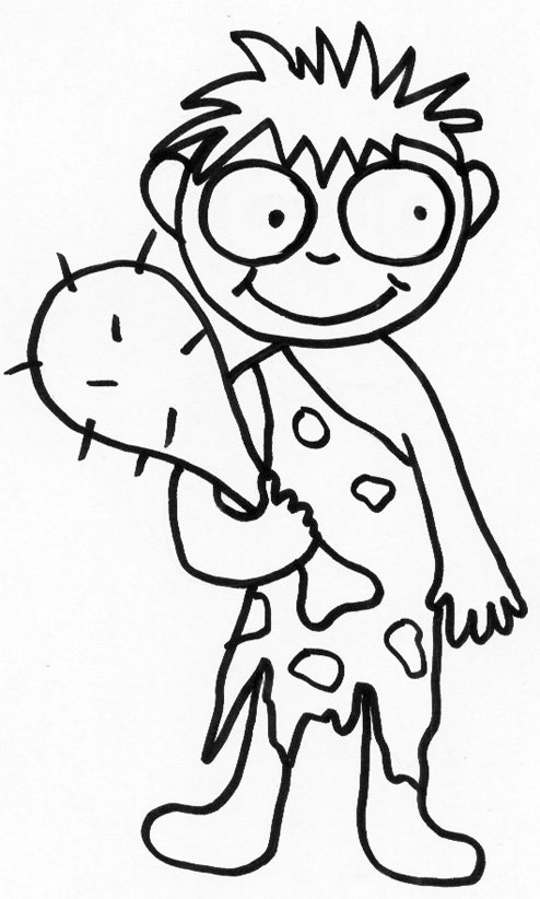 coloriage d'un homme de cro-magnon avec gourdin
