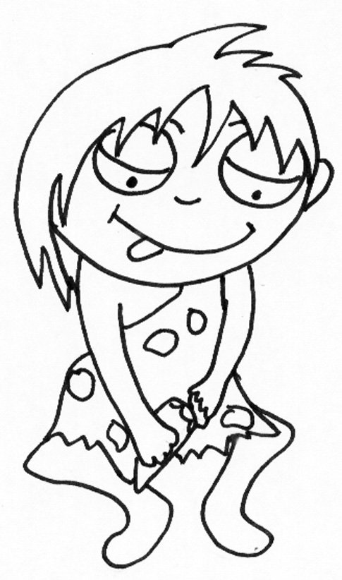 coloriage d'un homme de cro-magnon tailleur de pierres 
