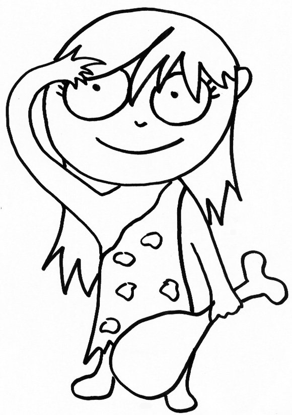coloriage d'une femme de cro-magnon coquette 
