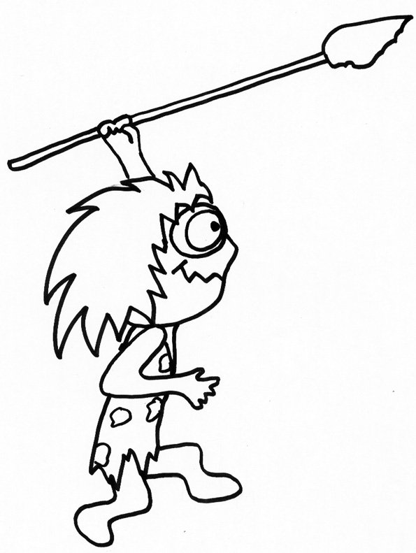 coloriage homme de cro-magnon chassant 
