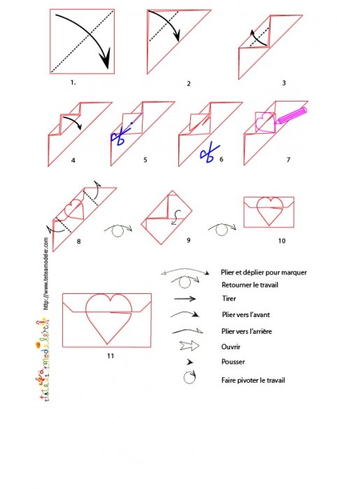 Croquis origami de l'enveloppe à imprimer
