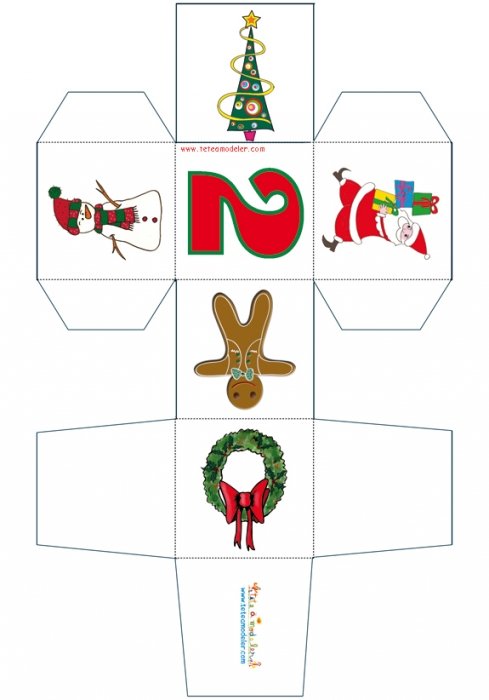 Cube de Noël chiffre 2 à imprimer