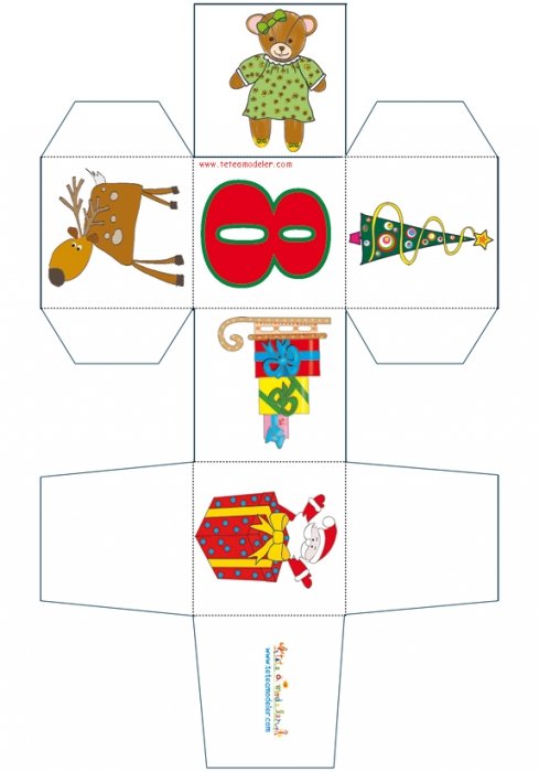 Cube de Noël 8 décoré du Père Noël au cadeau