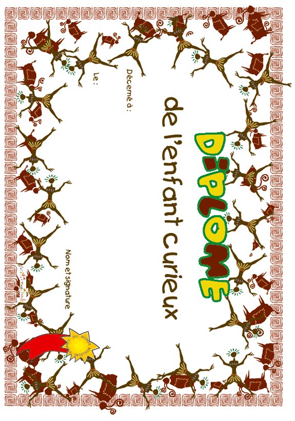diplome enfant curieux ethnique
