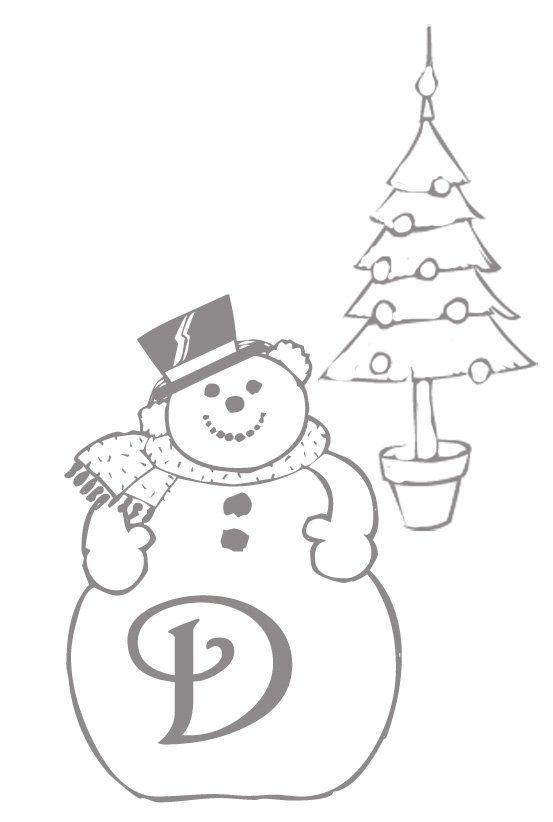 Coloriage alphabet bonhomme de neige : lettre "D"
