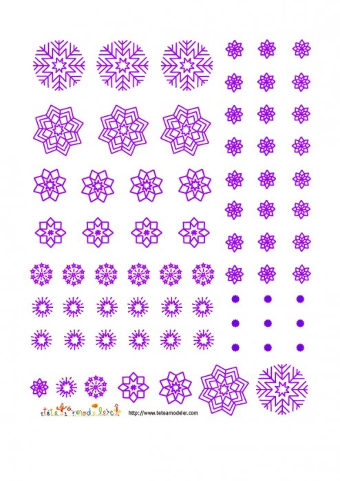 Flocons violets à découper