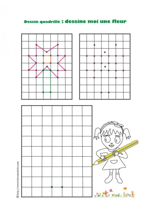 Dessin quadrillé : dessine moi une fleur 