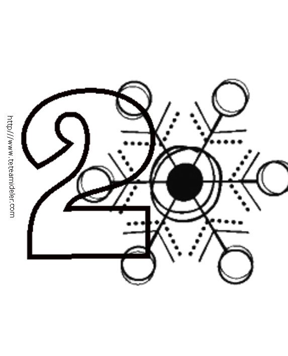 Coloriage des chiffres de No&euml;l : deux

