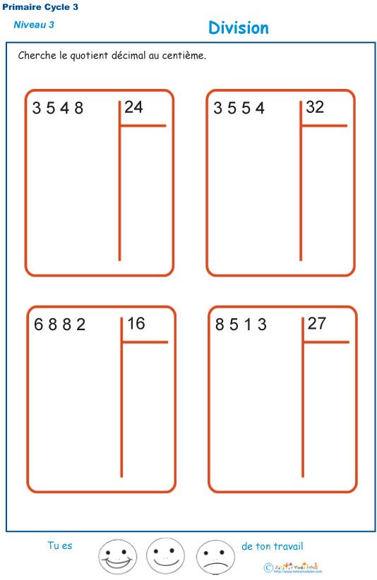 Imprimer les divisions &agrave; deux chiffres exercice 7
