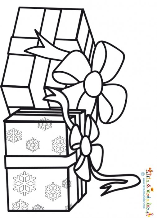 Coloriage de deux gros cadeaux de Noël
