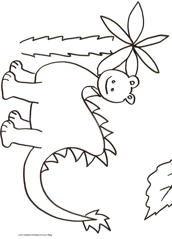 Coloriage du petit dinosaure au palmier