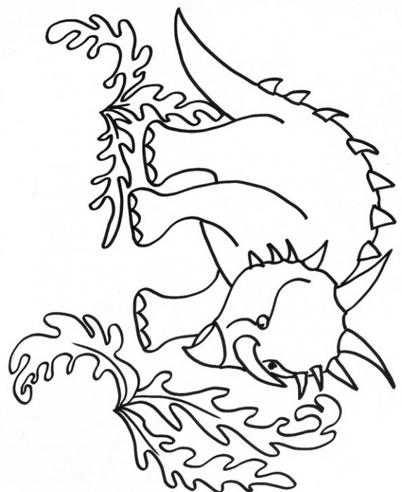 coloriage d'un dinosaure dans les foug&egrave;res g&eacute;antes