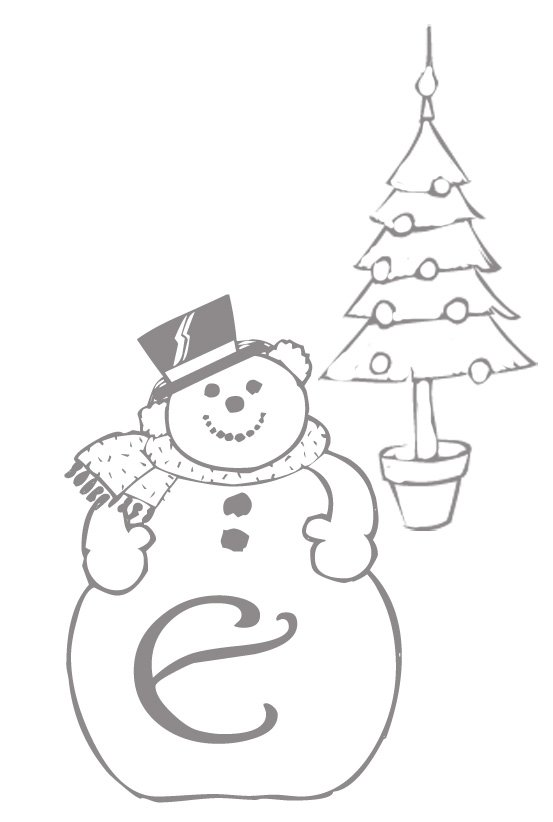 Coloriage alphabet bonhomme de neige : lettre "E"
