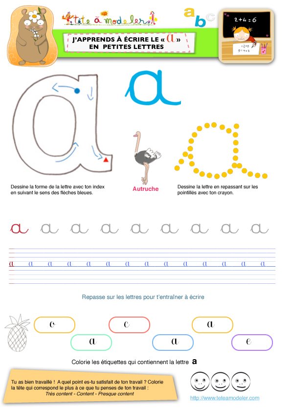 Apprendre a Ecrire le a en lettres minuscules
