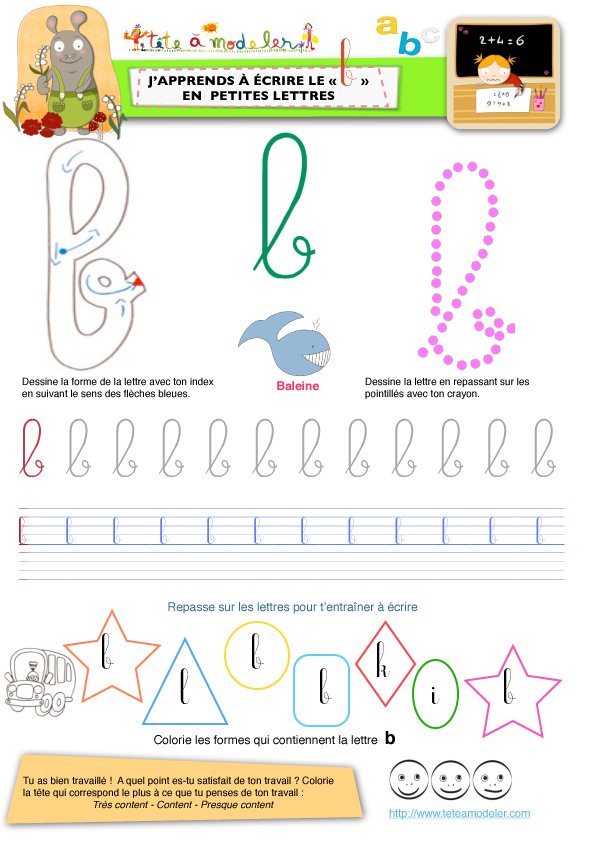 Apprendre &agrave; &eacute;crire le b en minuscule
