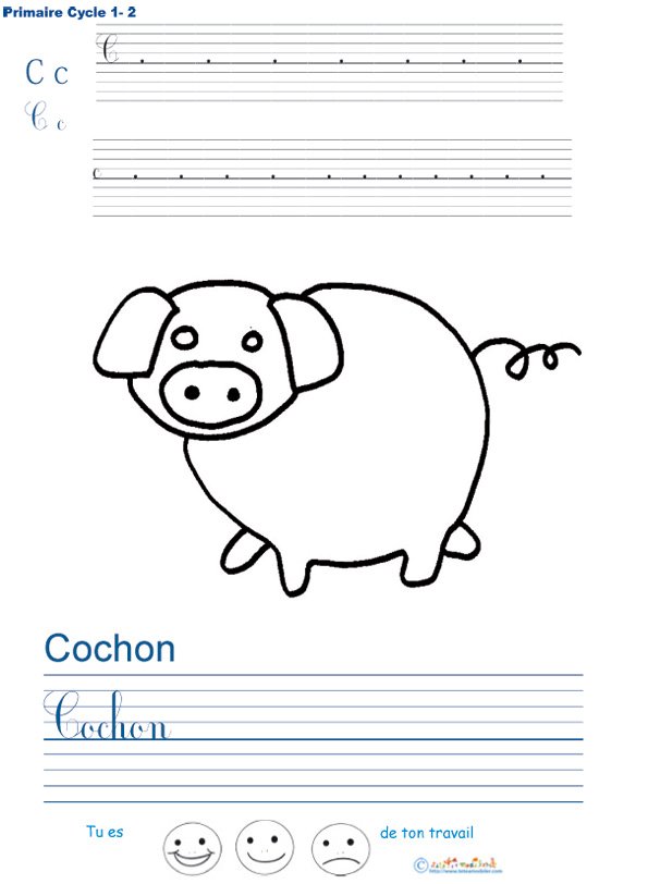 Exercice d'&eacute;criture sur le cochon

