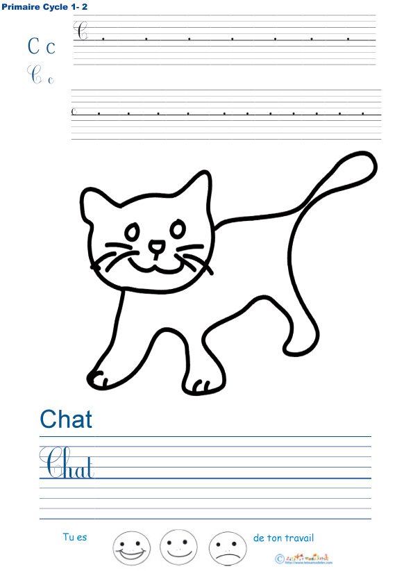 Exercice d'&eacute;criture sur le chat
