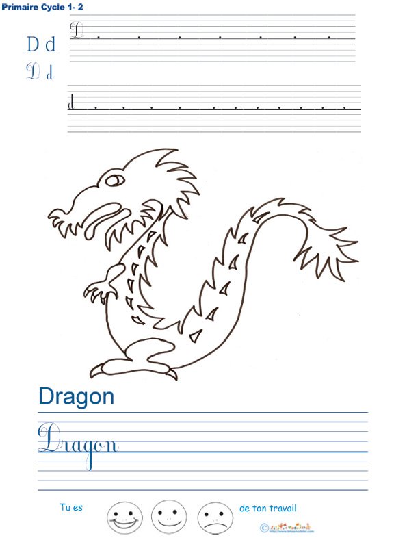 Exercice d'&eacute;criture sur le dragon
