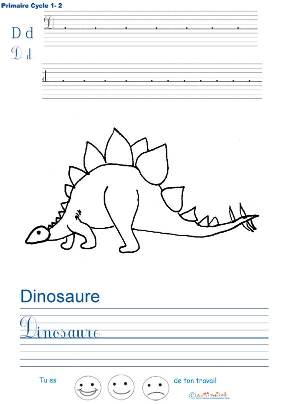 Exercice d'&eacute;criture sur le dinosaure

