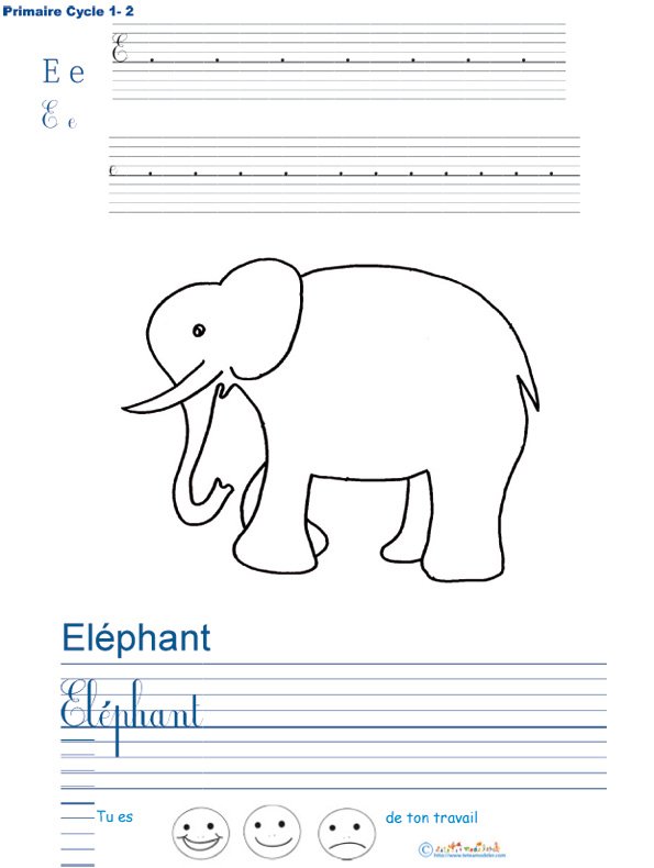 Exercice d'&eacute;criture sur l'&eacute;l&eacute;phant
