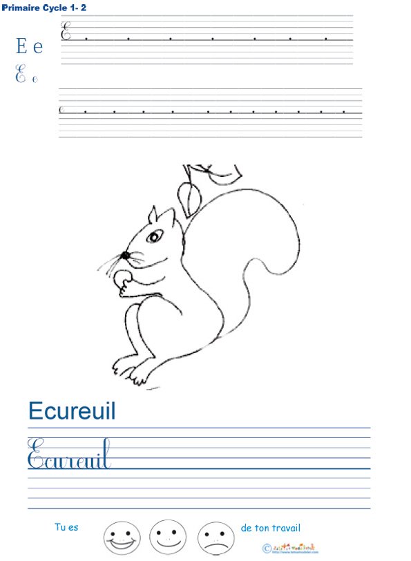 Exercice d'&eacute;criture sur l'&eacute;cureuil
