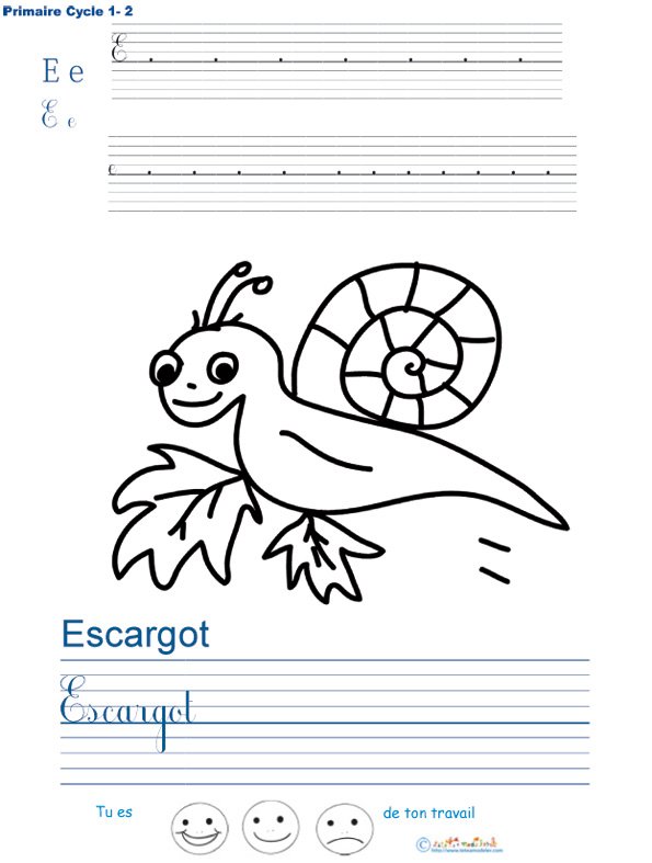 Exercice d'&eacute;criture sur l'escargot
