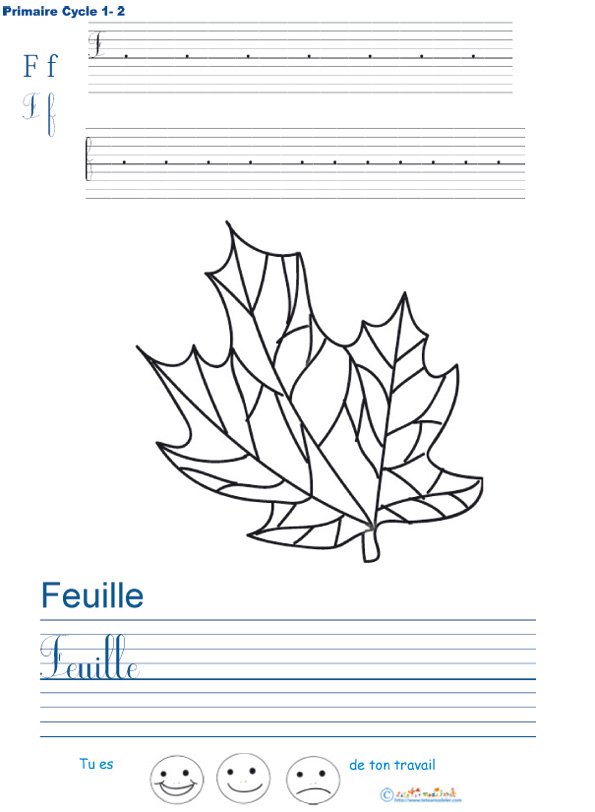 Exercice d'&eacute;criture sur la feuille
