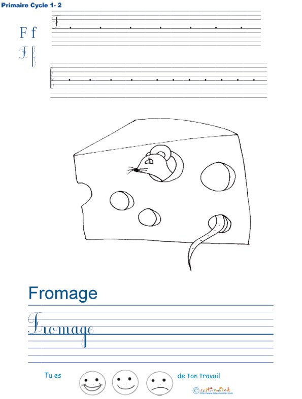 Exercice d'&eacute;criture sur le fromage

