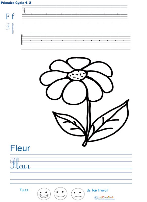 Exercice d'&eacute;criture sur la fleur
