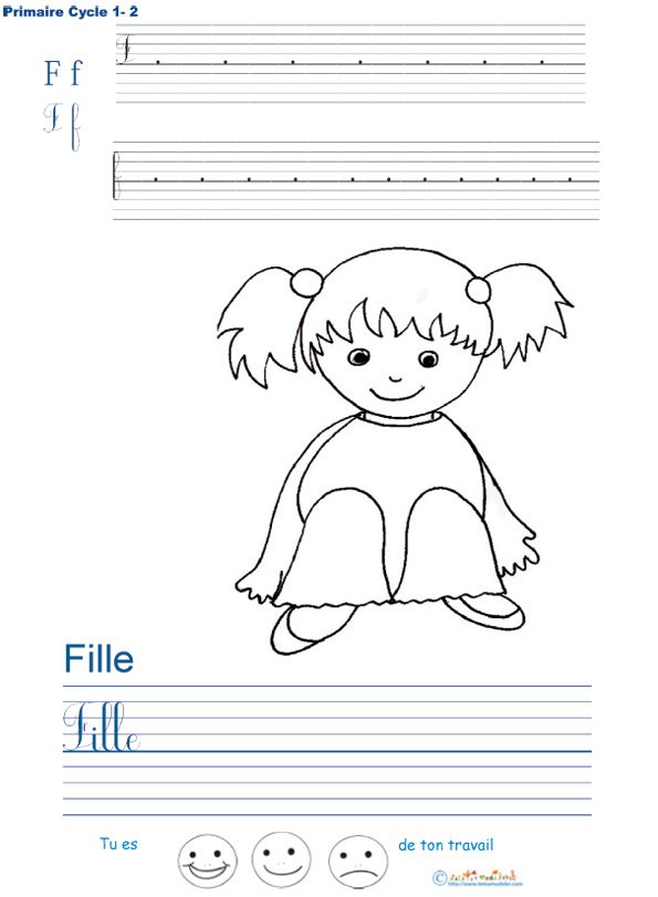 Exercice d'&eacute;criture sur la fille
