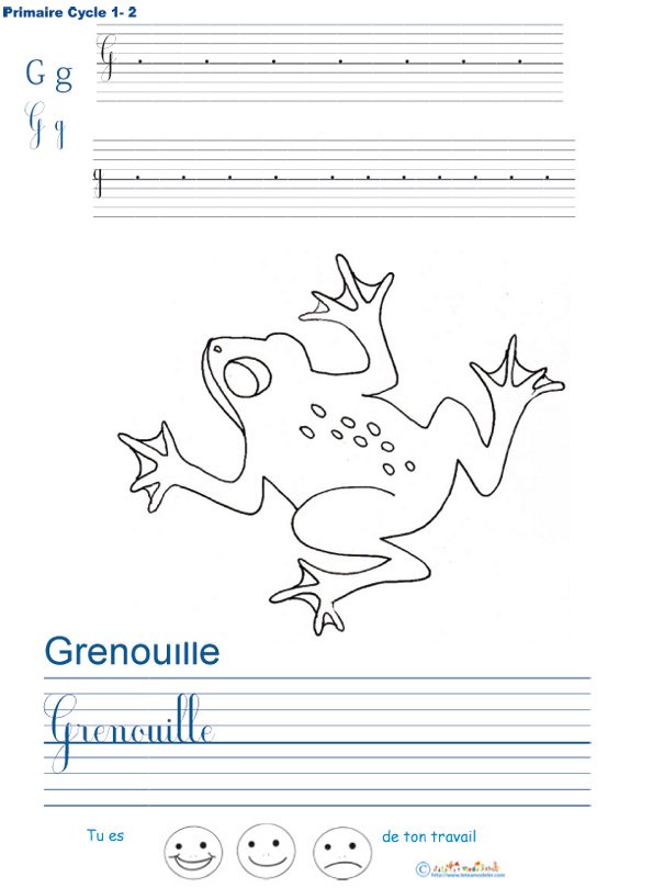 Exercice d'&eacute;criture sur la grenouille
