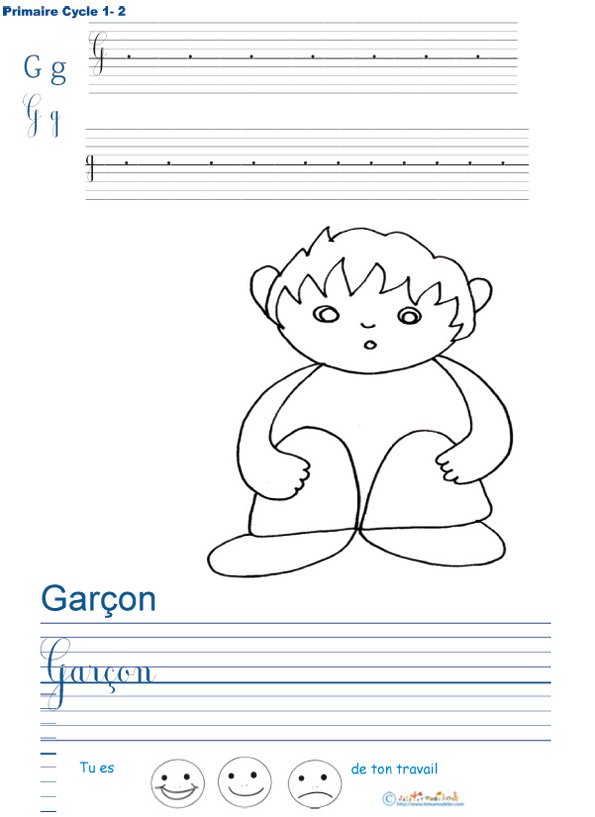 Exercice d'&eacute;criture sur le gar&ccedil;on
