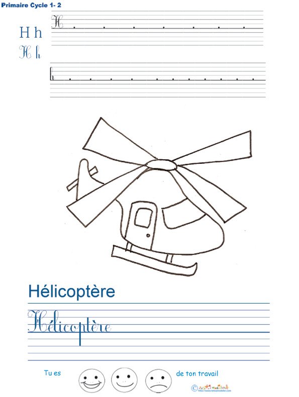 Exercice d'&eacute;criture sur l'h&eacute;licopt&egrave;re
