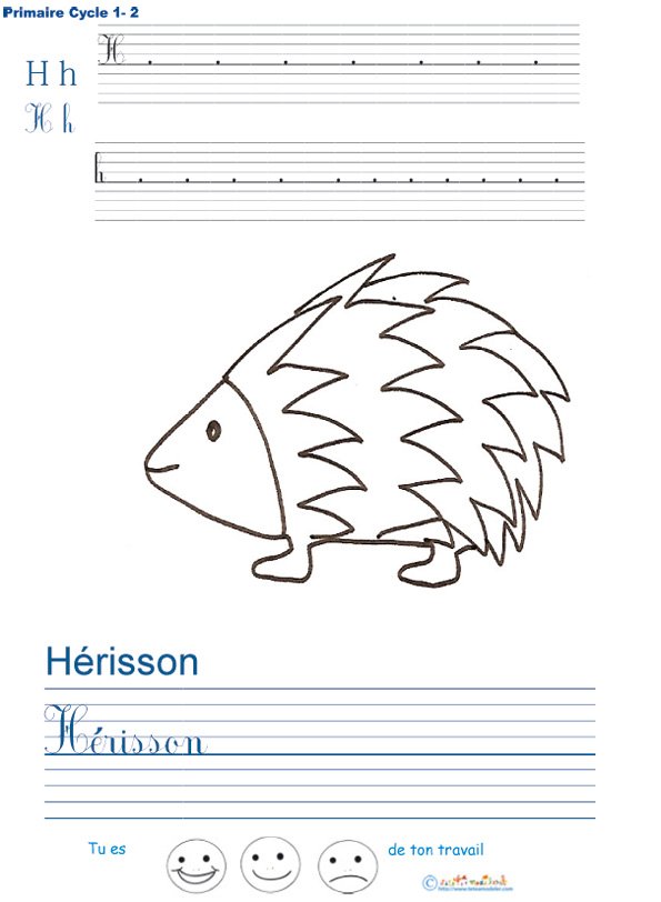 Exercice d'&eacute;criture sur le h&eacute;risson

