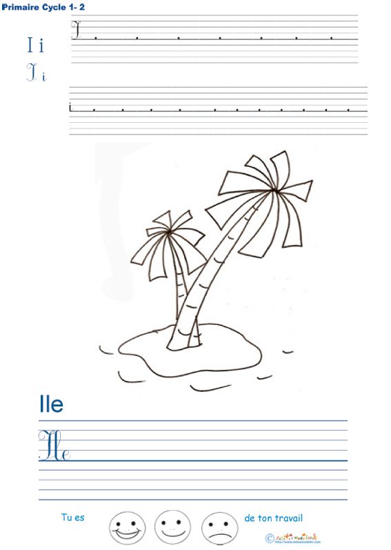 Exercice d'&eacute;criture sur l'ile
