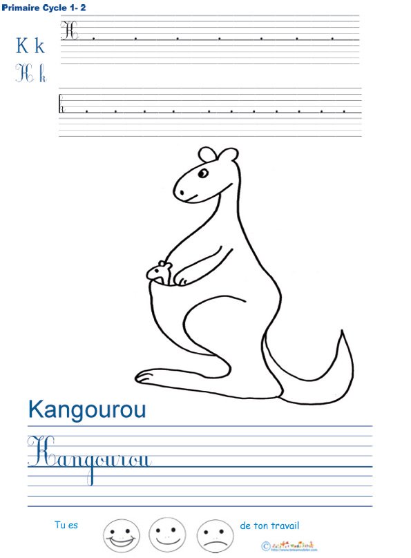 Exercice d'&eacute;criture sur le kangourou
