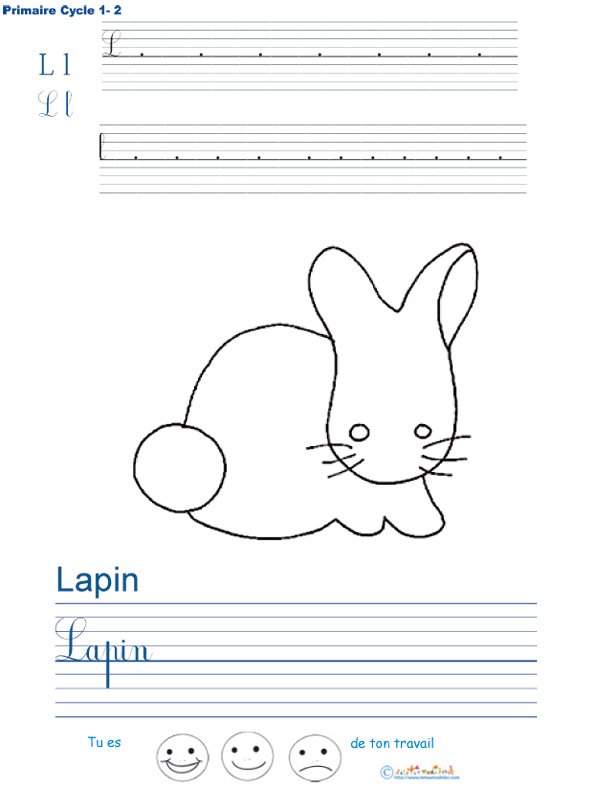 Exercice d'&eacute;criture sur le lapin
