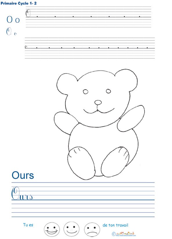 Exercice d'&eacute;criture sur l'ours
