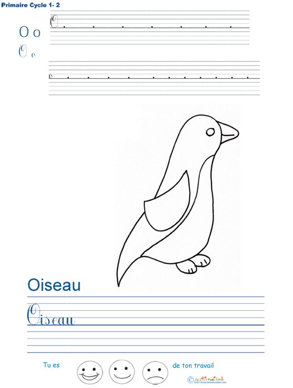 Exercice d'&eacute;criture sur l'oiseau 
