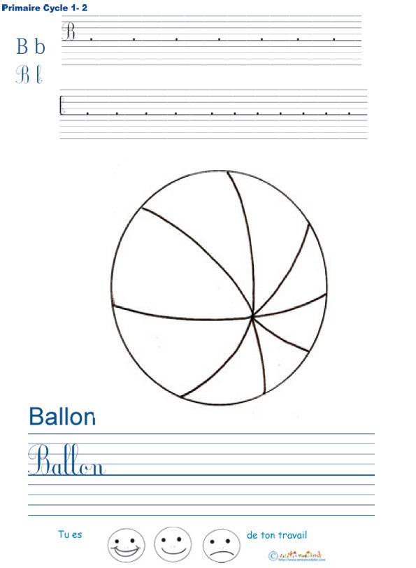 Exercice d'&eacute;criture sur le ballon
