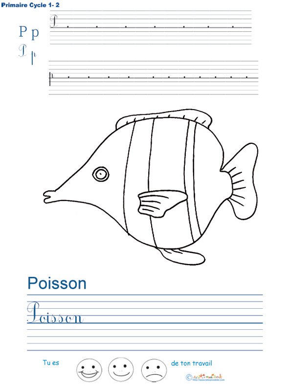 Exercice d'&eacute;criture sur le poisson
