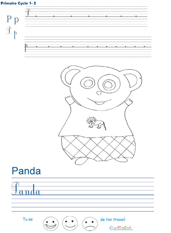 Exercice d'&eacute;criture sur le panda
