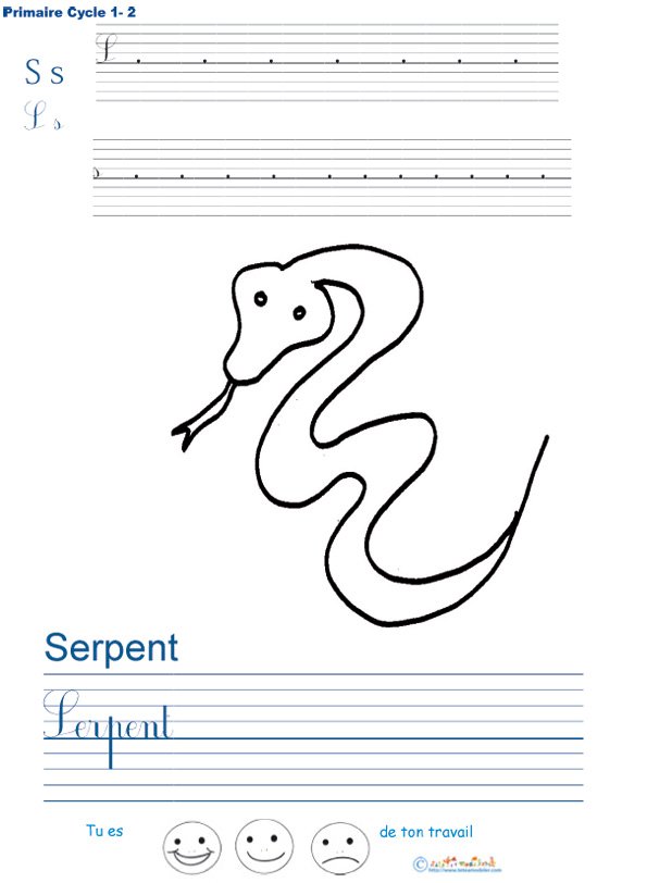 Exercice d'&eacute;criture sur le serpent

