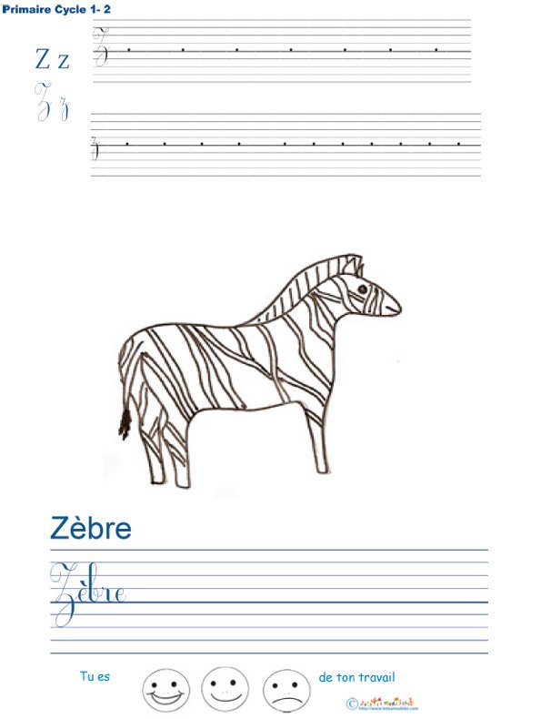 Exercice d'&eacute;criture sur le z&egrave;bre
