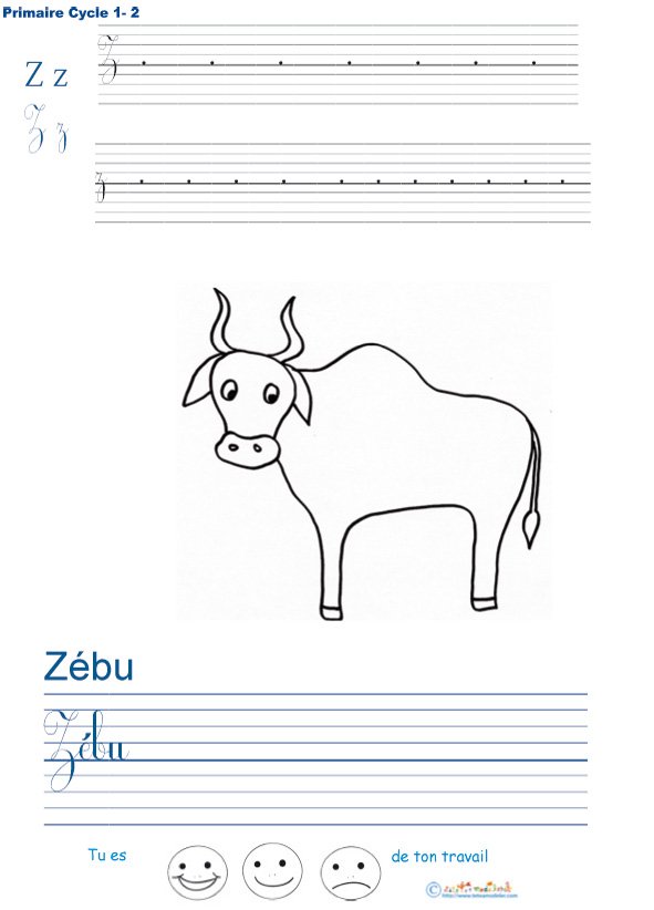 Exercice d'&eacute;criture sur le z&eacute;bu
