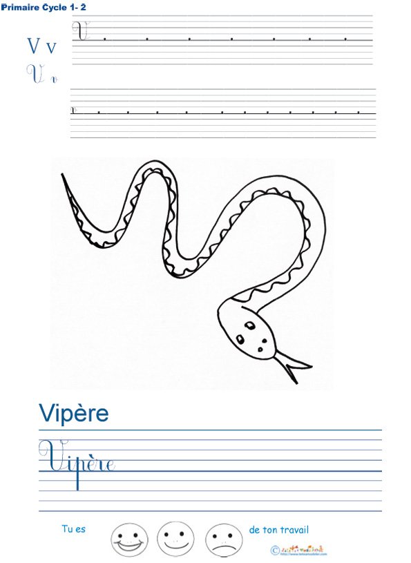 Exercice d'&eacute;criture sur la vip&egrave;re
